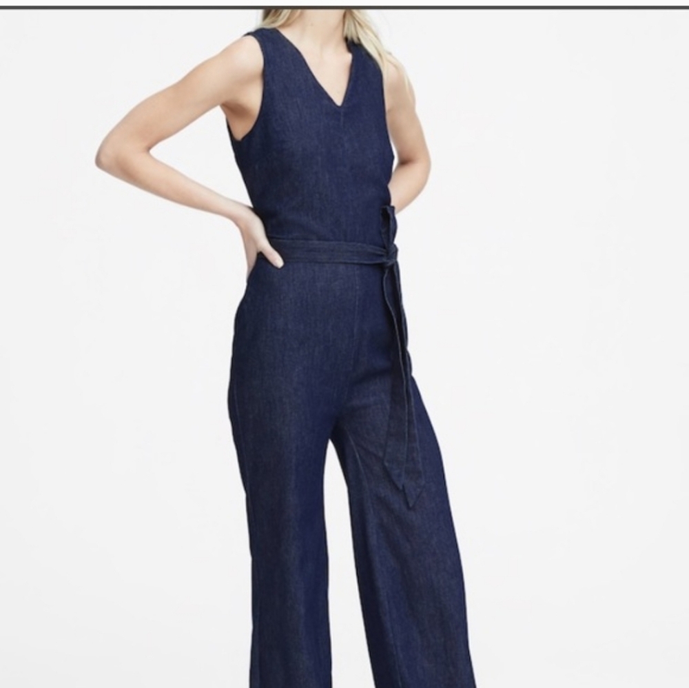 Banana Republic Indigo Denim Jumpsuit Sz 2